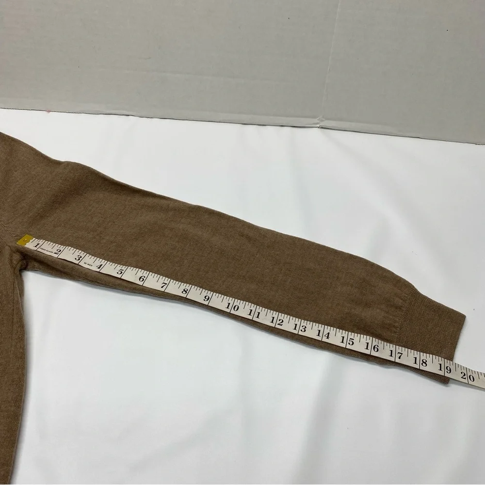 Express Mens Merino Wool XL Tan Sweater V Neck Pullover Modern Fit Grandpa